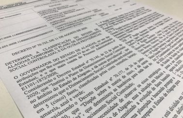 Governo de Alagoas publica decreto onde Maceió avança para fase azul do distanciamento social