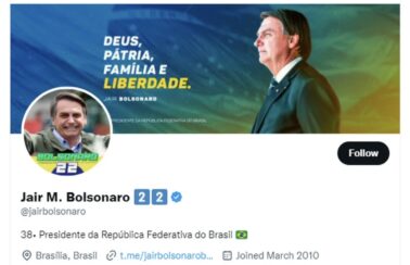 Duas semanas após deixar Presidência, Jair Bolsonaro altera descrição em perfis nas redes sociais