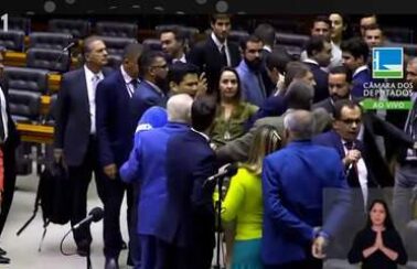 Bolsonarista e petista precisam ser contidos após discussão no plenário da Câmara