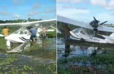 Avião de pequeno porte sofre pane e faz pouso de emergência em rio no Ceará